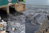 Nước màu đen chảy ra biển Sầm Sơn khi du khách đang tắm