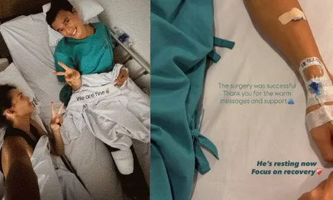 Bùi Tiến Dũng lên bàn mổ, vợ mẫu Tây túc trực chăm sóc