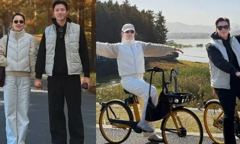 Đội trưởng tuyển Việt Nam nắm tay vợ Hoa khôi đại học Vinh viral khắp cõi mạng, vibe ngoài 30 vẫn quá đẹp, quá tình