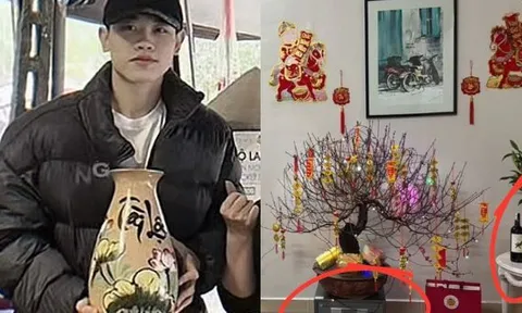 Không ai như Đình Bắc: Mang két sắt làm giá đỡ chậu hoa đào, mặc đồ kín bưng mua bình cắm hoa Tết cũng viral