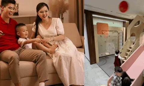Giáp tết, vợ chồng Duy Mạnh dọn về biệt thự phố cổ đắt đỏ, bề thế, có hẳn khu chơi riêng cho 2 nhóc tỳ