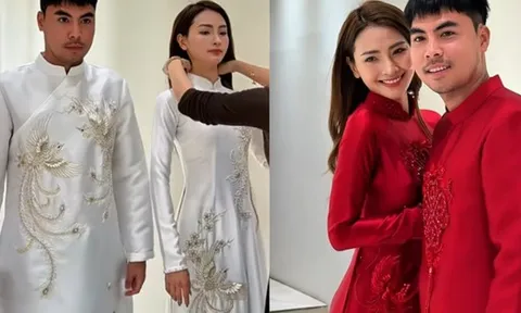 Lộ hình ảnh MC Huyền Trang Mù Tạt cùng tiền vệ Đức Huy diện áo dài xứng đôi cho lễ ăn hỏi hôm nay