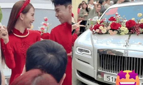 Cận cảnh tuyển thủ Đức Huy rước MC Mù Tạt về dinh trên siêu xe Rolls-Royce sang chảnh, cô dâu siêu xinh
