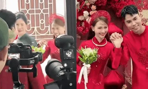 MC Huyền Trang Mù Tạt bị chê “thừa năng lượng” vì loạt hành động trong đám cưới với tuyển thủ Đức Huy