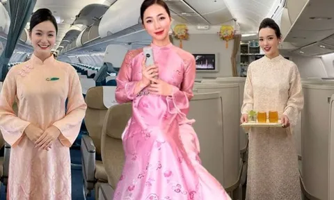 "Rừng hoa xuân" trên độ cao 10.000 mét của Vietnam Airlines: Khi tiếp viên được tự do diện áo dài rực rỡ