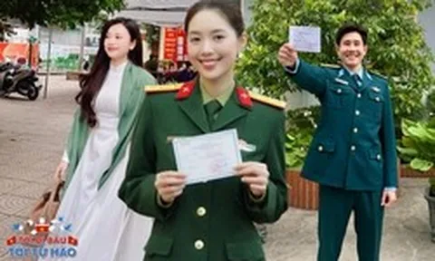 Mỹ nhân mang quân hàm Trung úy, con gái Nghệ sĩ Ưu tú và dàn KOL tham gia bầu cử: Rộn ràng ngày hội non sông!