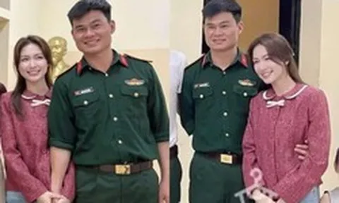 Đại uý Thăng Văn Cương đưa Hoà Minzy đi ra mắt bạn bè, còn ôm eo tình tứ quá đây này!