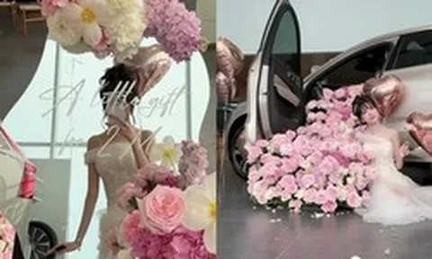 Được bố mẹ tặng ô tô hơn 2 tỷ vì đạt 2 triệu follower, cô gái Hà Nội chi thêm 14 triệu mua hoa tươi decor lễ nhận xe