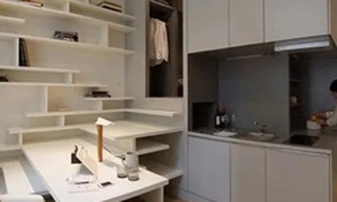 Căn hộ 27m² cũ nát lột xác khó tin: Nhét đủ giường đôi, bếp, bàn học trong 1 khối nội thất
