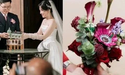 Cặp đôi Hà Nội "chơi lớn": Mang thú vui đắt đỏ rải khắp đám cưới, bó hoa có 1-0-2 không ai đoán nổi