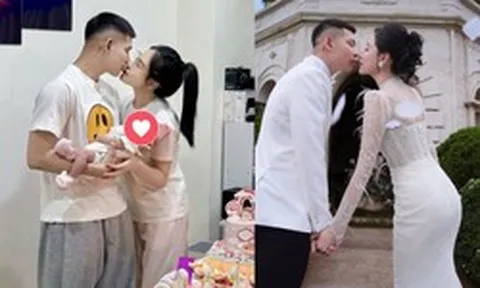 Quang Vinh khoe ảnh đầy tháng con với Mỹ Linh