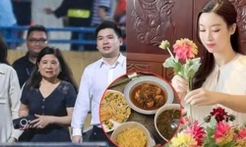 Cận cảnh mâm cơm chuẩn "vợ đảm" của Đỗ Mỹ Linh, hé lộ cuộc sống làm dâu hào môn nhà bầu Hiển