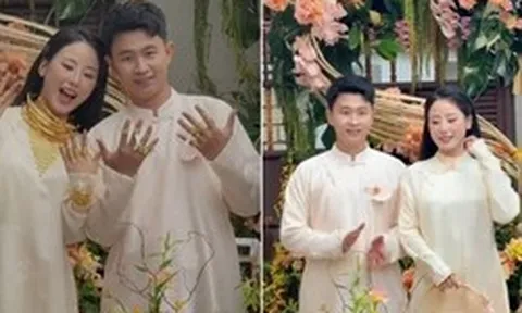 Tiểu thư Hà Tĩnh lên xe hoa “sáng nhất” một vùng: Cô dâu đeo vàng đeo đầy người, gia thế nhà chồng gây tò mò