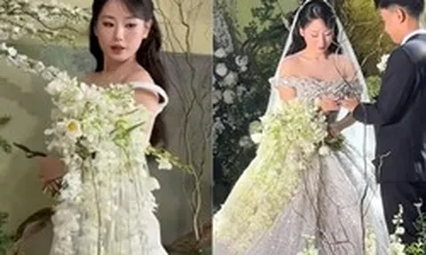 Bó hoa cưới nặng 5kg của tiểu thư Hà Tĩnh vướng tranh cãi
