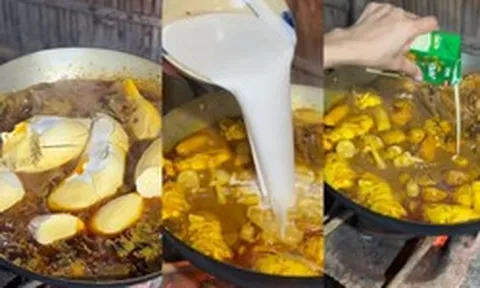 Thấy cả quả sầu riêng được cho vào nồi cà ri vịt ninh nhừ sùng sục, dân mạng đồng loạt hỏi: Ăn kiểu này có ổn không?
