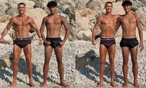 Ronaldo gây choáng khi đọ cơ bắp cùng con trai 16 tuổi giữa tin đồn đám cưới, vóc dáng cao lớn của người thừa kế đế chế tỷ đô chiếm trọn spotlight