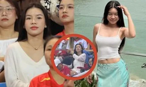 Nàng WAG sexy nhất làng bóng đá lọt camera nhà đài khi cổ vũ ĐT Việt Nam, visual đời thường gây sốt