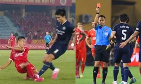 Văn Hậu phạm lỗi nguy hiểm phải nhận thẻ đỏ đầu tiên trong sự nghiệp ở V.League