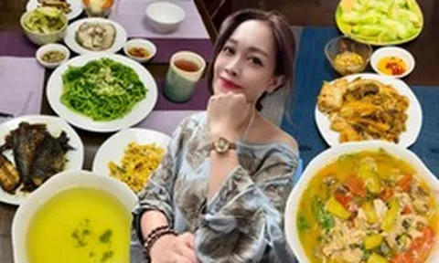 Mâm cơm nhà của MC Hoàng Trang - con gái NSND ngâm thơ nổi tiếng của Việt Nam
