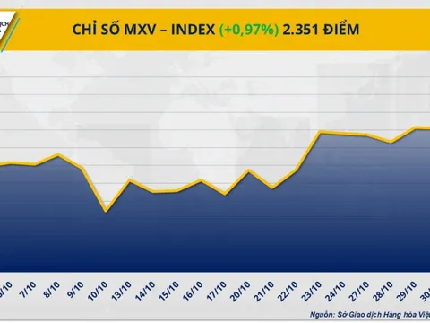 THỊ TRƯỜNG HÀNG HÓA: Cà phê dẫn dắt đà tăng, MXV-Index về đỉnh 8 tháng