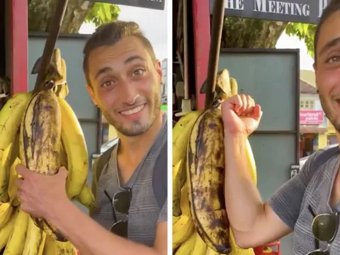 Quả chuối nặng tận 6kg, 4 người mới ăn hết: Nhìn thân cây còn choáng hơn