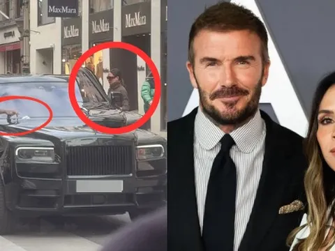Bắt tận tay David Beckham xé bỏ giấy phạt kẹp trên Rolls Royce giá 21 tỷ khi đưa Victoria đi mua sắm