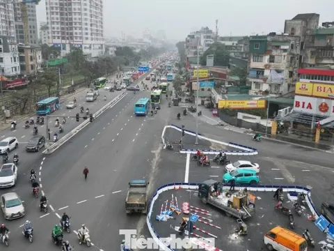 Dựng 3 đảo giao thông tại nút Giải Phóng – Kim Đồng để tổ chức lại giao thông