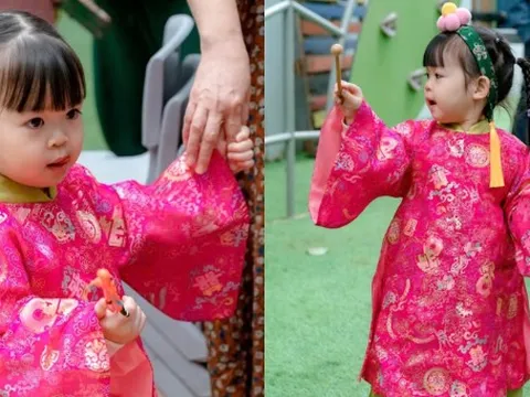 Ái nữ nhà Đỗ Mỹ Linh và Chủ tịch CLB Hà Nội diện áo dài đón Tết, visual “cưng xỉu”