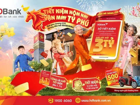 HDBank khai xuân 'bùng nổ' ưu đãi tiết kiệm tỷ phú