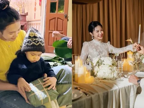 Xả vai "tiểu thư Hà thành", Doãn Hải My giản dị cùng Văn Hậu đưa con về quê gói bánh chưng ăn Tết