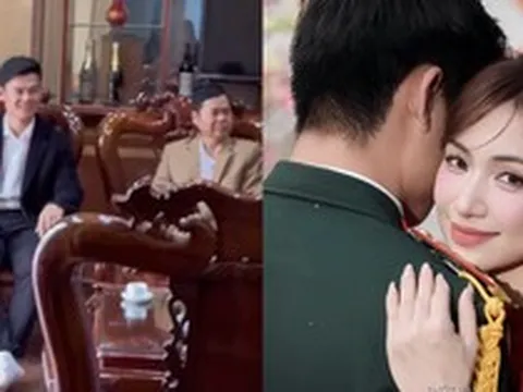 Clip Đại uý Thăng Văn Cương bẽn lẽn đi hỏi cưới Hoà Minzy, 1 chi tiết lộ rõ mối quan hệ với nhà vợ