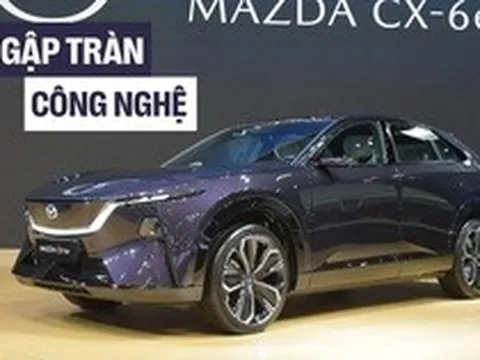 Xem Mazda CX-6e ngoài đời thực: Bề thế hơn CX-5, thiết kế bóng bẩy với 3 màn hình siêu lớn, chạy tới 600km/sạc