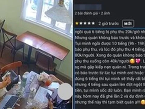 Ngồi cà phê 10 tiếng, bị phụ thu 40k/ người, nhóm khách đánh giá quán 1 sao: "Ai bảo không có quy định rõ ràng về ngồi lâu"