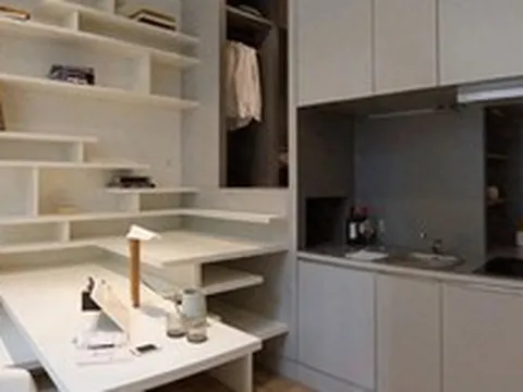 Căn hộ 27m² cũ nát lột xác khó tin: Nhét đủ giường đôi, bếp, bàn học trong 1 khối nội thất