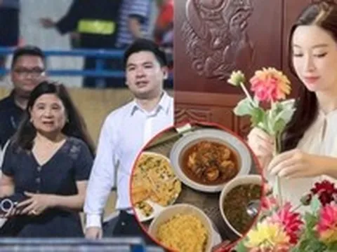 Cận cảnh mâm cơm chuẩn "vợ đảm" của Đỗ Mỹ Linh, hé lộ cuộc sống làm dâu hào môn nhà bầu Hiển