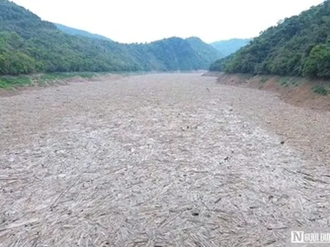 Hồ thuỷ điện lớn nhất Bắc Trung Bộ "ngộp thở" vì lượng rác khổng lồ vây kín