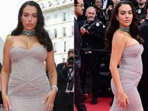Vợ sắp cưới của Ronaldo gây choáng trên thảm đỏ LHP Cannes: Diện váy bó sát khoe body đẫy đà, dát kim cương sang chảnh hết mức
