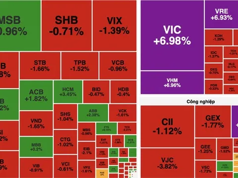 Cổ phiếu Vingroup đồng loạt tăng trần, VN-Index bật tăng hơn 24 điểm